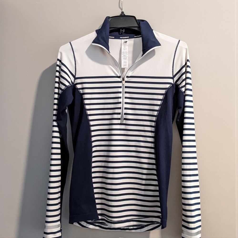 New Balance x J. Crew "In Transit" Navy & White Striped Half Zip - Small